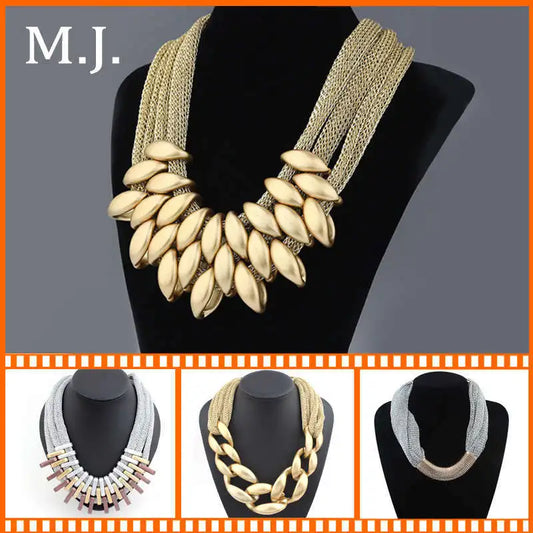 Fashion Brand New Big Gold Net Chain Chunky Statement Necklace Women