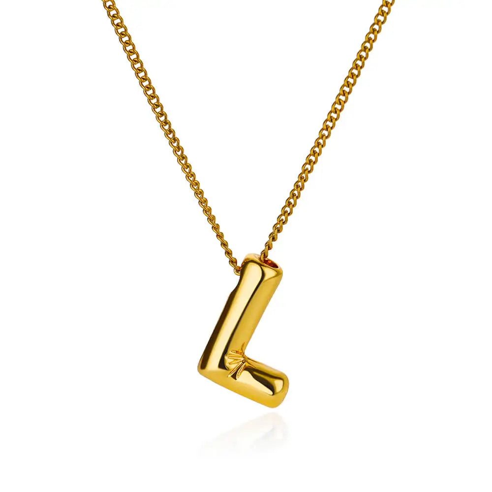 Chunky Initial Letter Pendant Necklaces For Women Gold Color