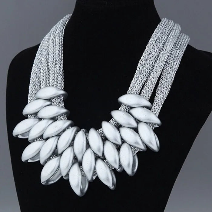 Bohemian Luxury Gold Color Net Chain Chunky Statement Necklace Women