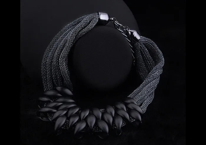 Bohemian Luxury Gold Color Net Chain Chunky Statement Necklace Women