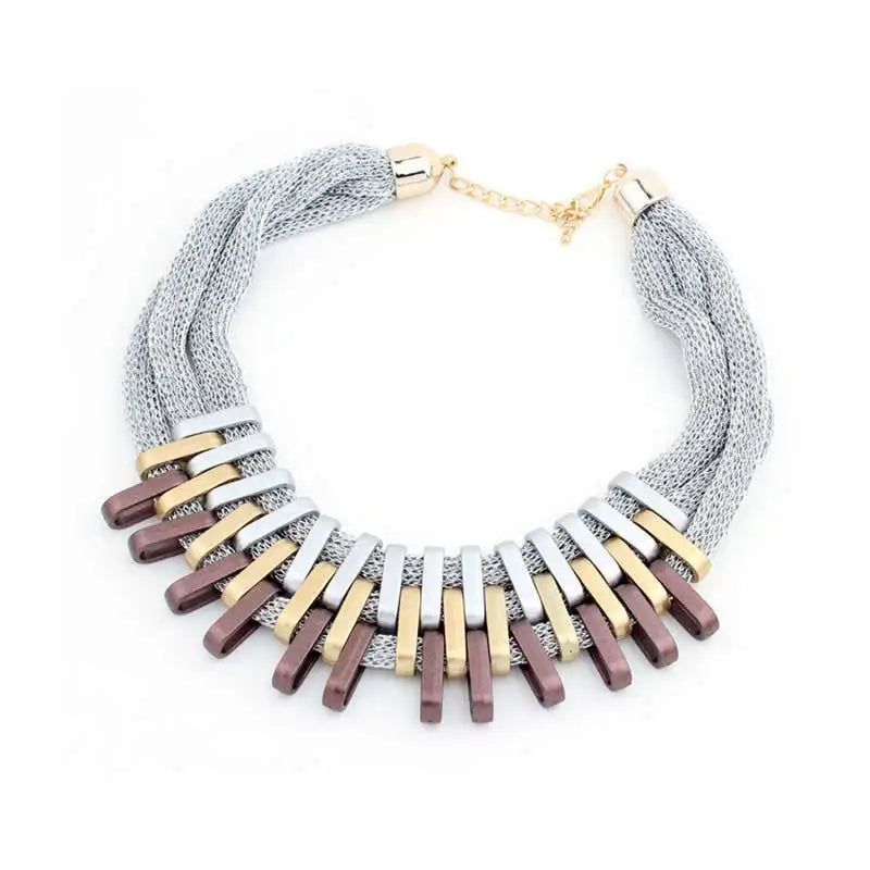 Fashion Brand New Big Gold Net Chain Chunky Statement Necklace Women