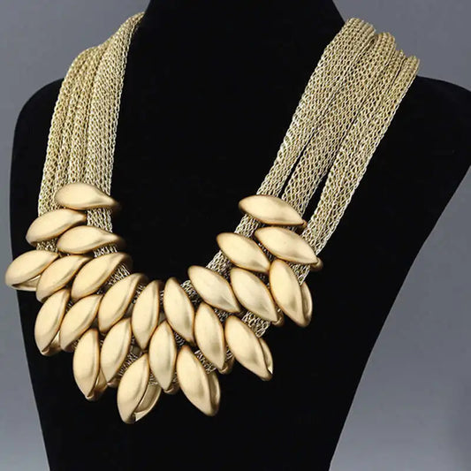 Fashion Brand New Big Gold Net Chain Chunky Statement Necklace Women