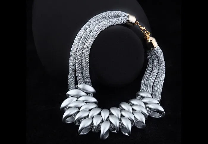 Bohemian Luxury Gold Color Net Chain Chunky Statement Necklace Women