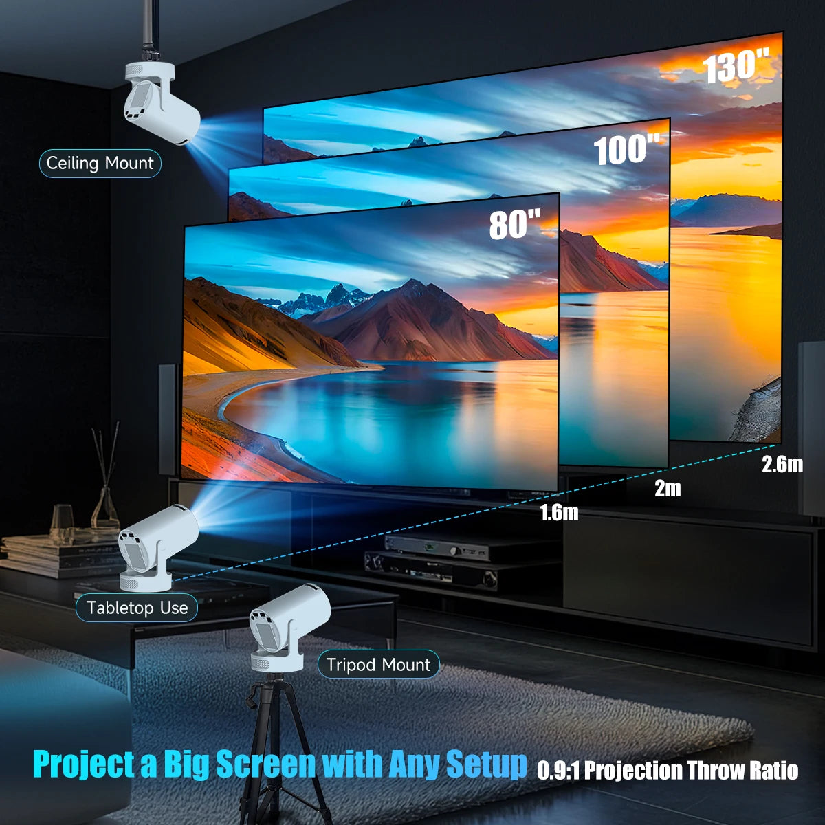 Magcubic HY300 Pro+ Android 11 Projector 8000 Lumens 4K 720P Portable