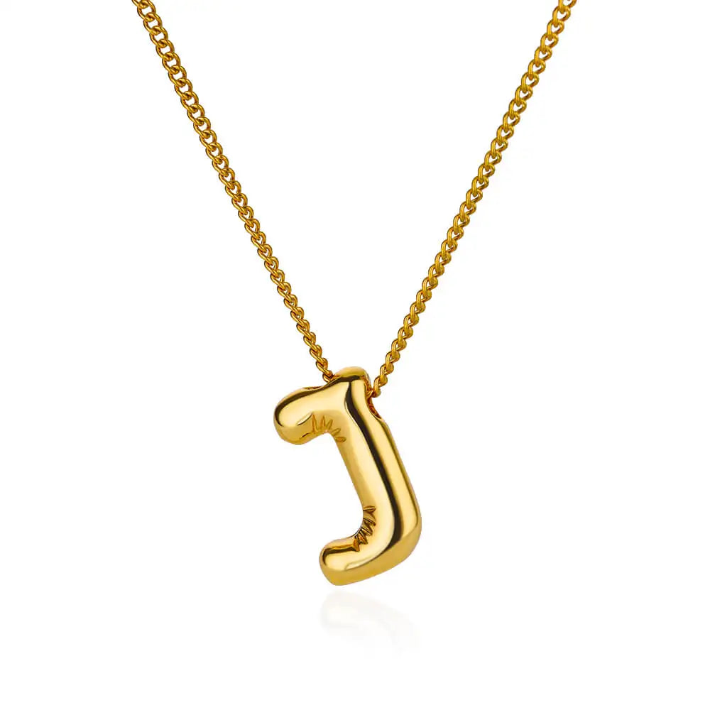 Chunky Initial Letter Pendant Necklaces For Women Gold Color