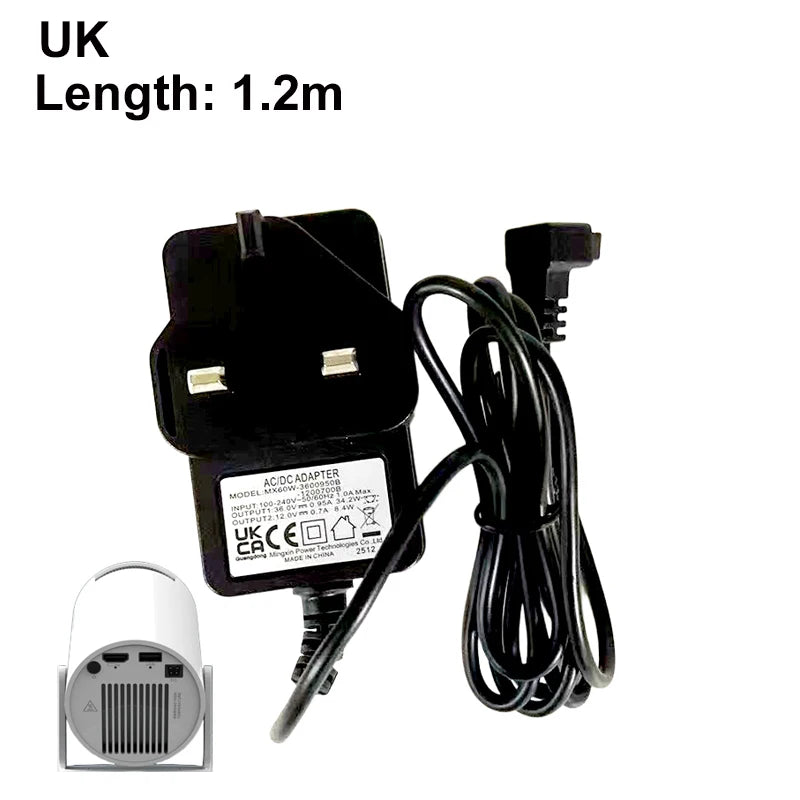 DITONG HY300pro+ projector 1.2/3m Original extended power adapter DC