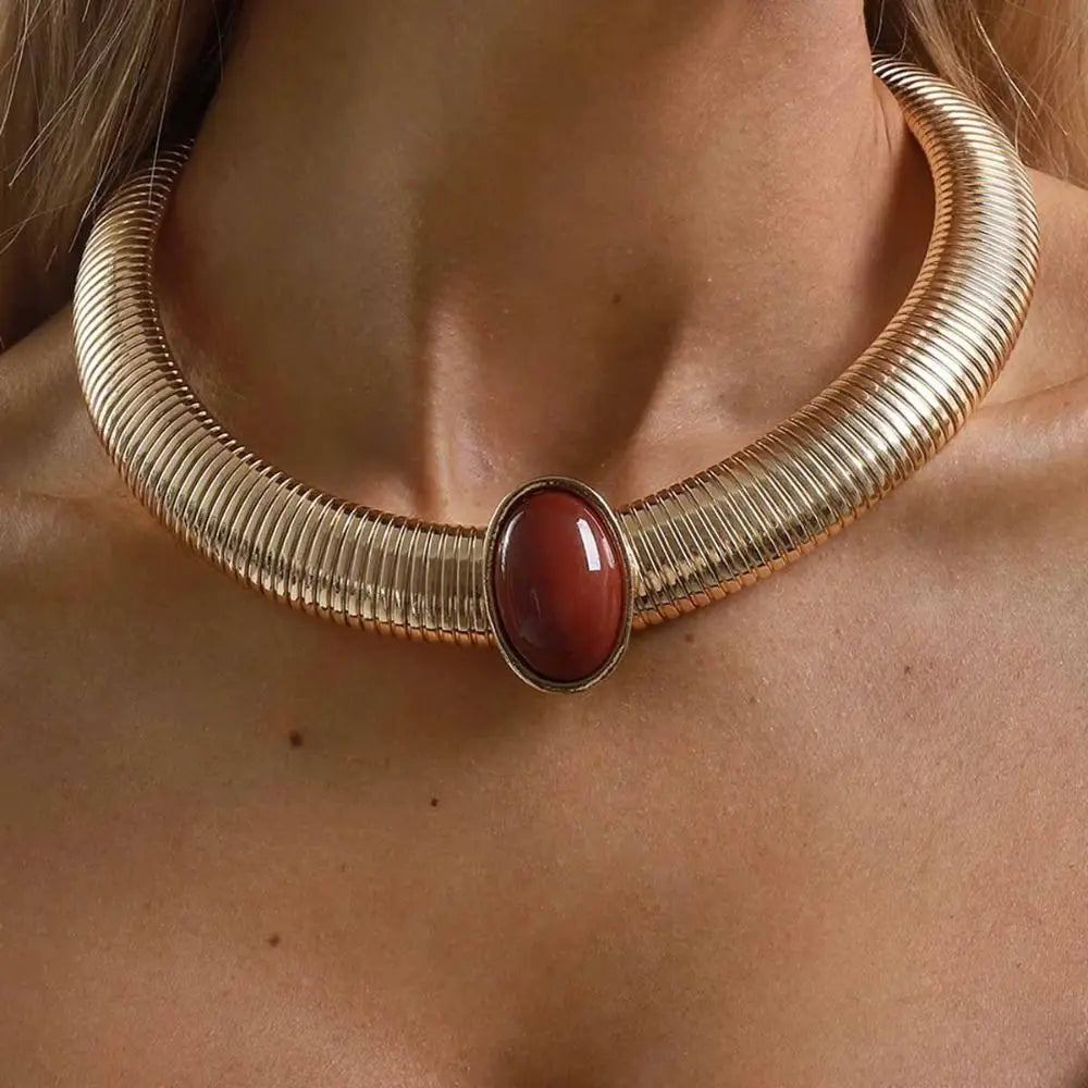 Metal Chain Chunky Choker Necklace Gold Vintage Chunky Chain Necklace