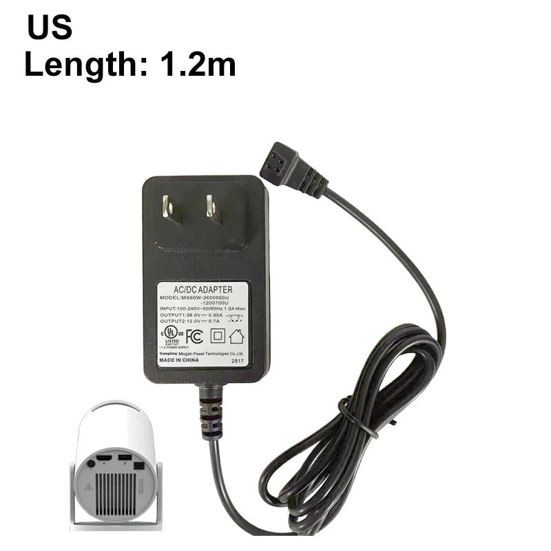 DITONG HY300pro+ projector 1.2/3m Original extended power adapter DC
