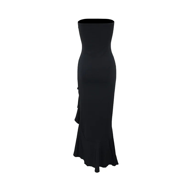 Fashion Off-shoulder Strapless Backless High Split Maxi Dress Sexy