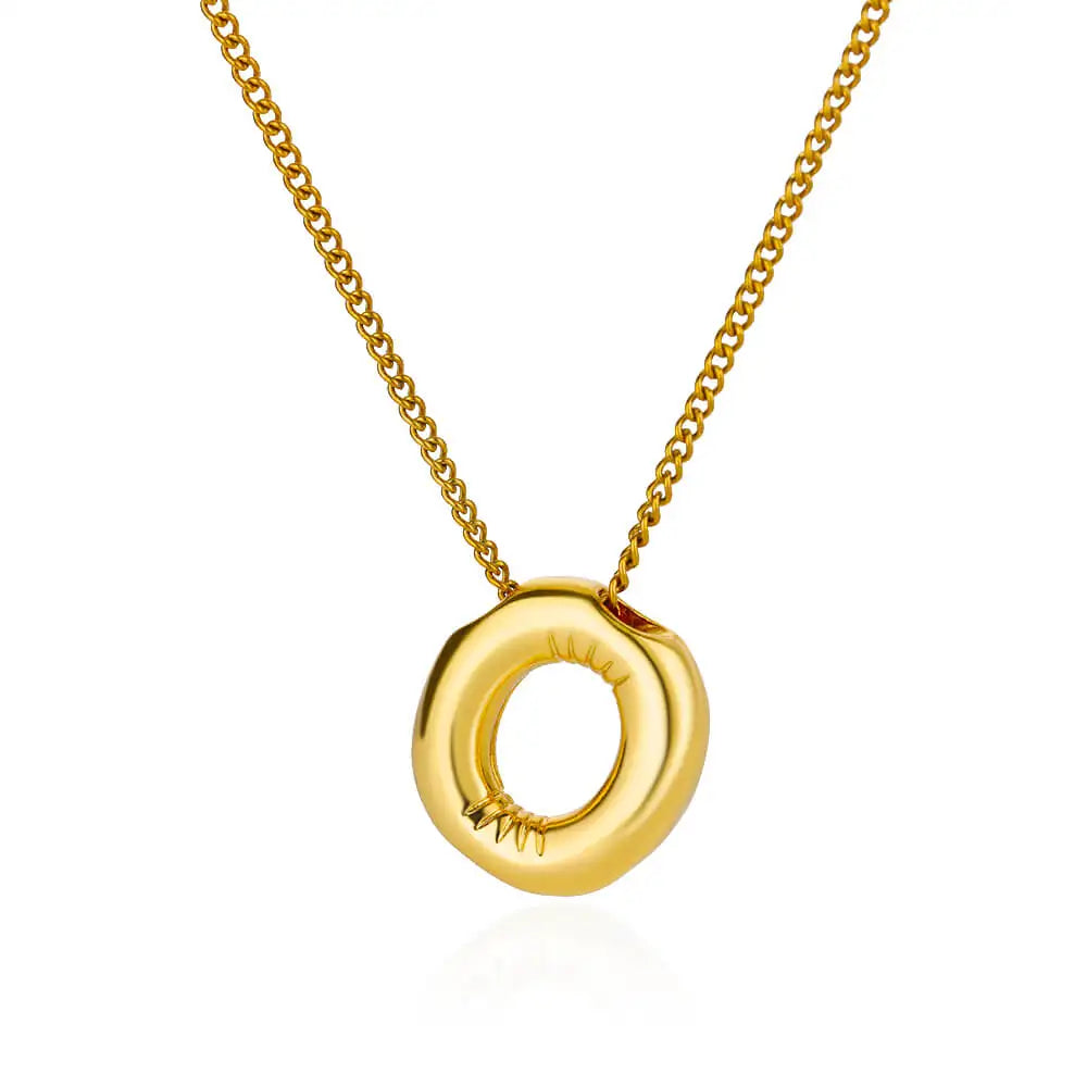 Chunky Initial Letter Pendant Necklaces For Women Gold Color