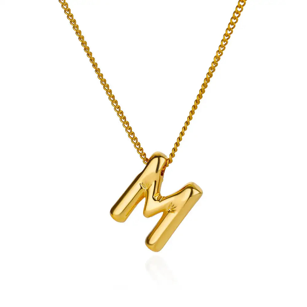 Chunky Initial Letter Pendant Necklaces For Women Gold Color