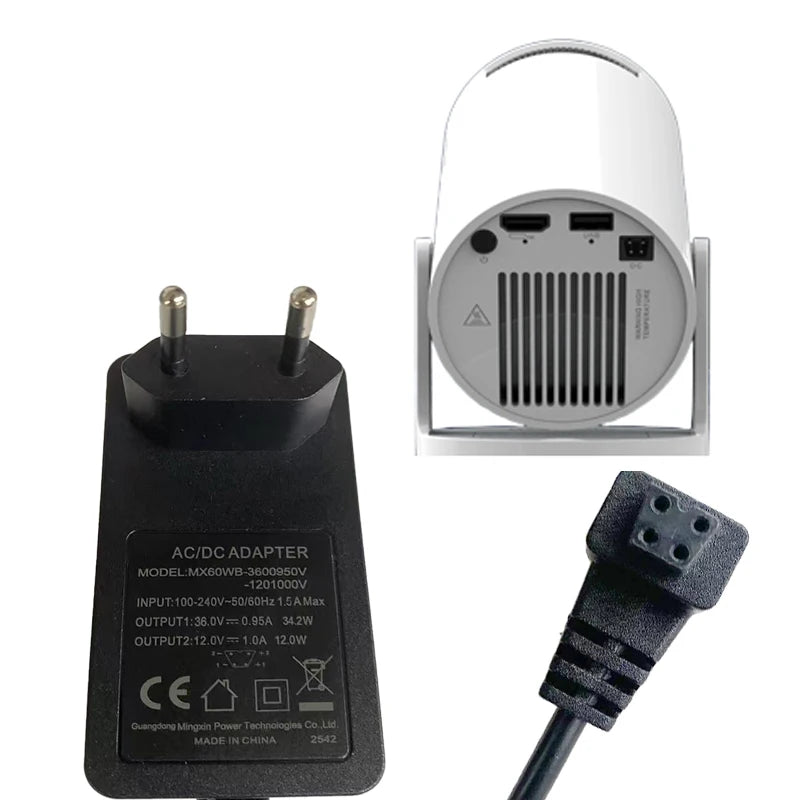 DITONG HY300pro+ projector 1.2/3m Original extended power adapter DC