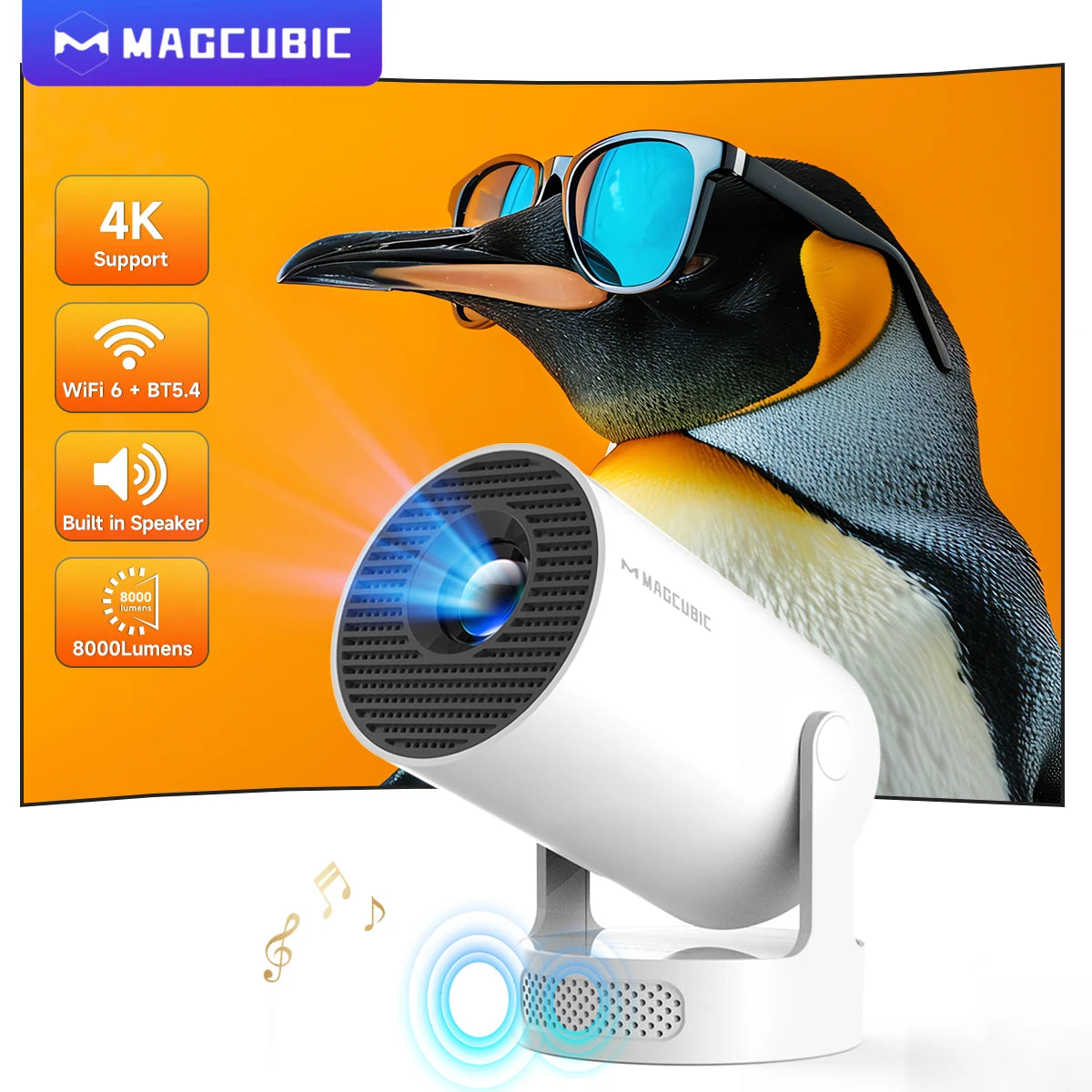 Magcubic HY300 Pro+ Android 11 Projector 8000 Lumens 4K 720P Portable