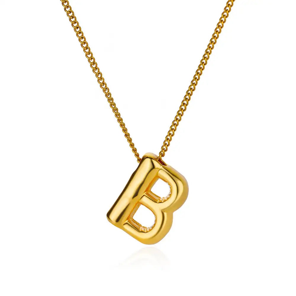 Chunky Initial Letter Pendant Necklaces For Women Gold Color