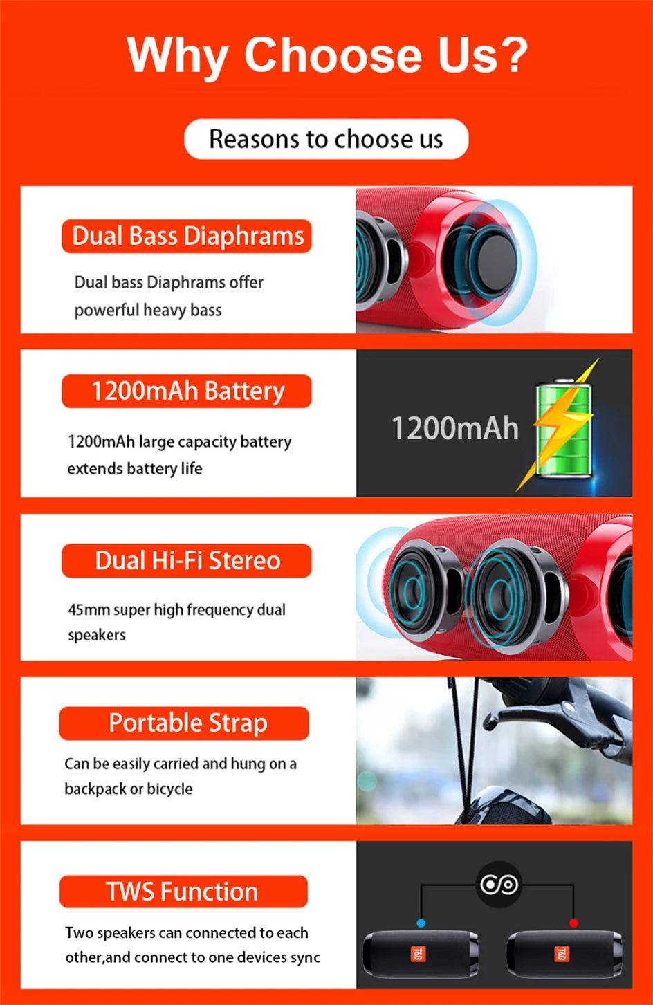Wireless Portable Bluetooth Speaker – Multiple Colors & Styles