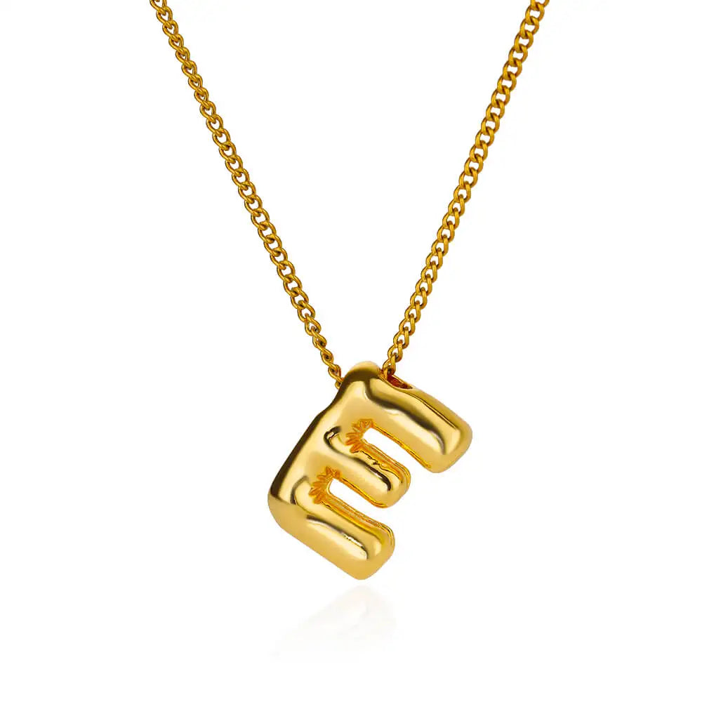 Chunky Initial Letter Pendant Necklaces For Women Gold Color