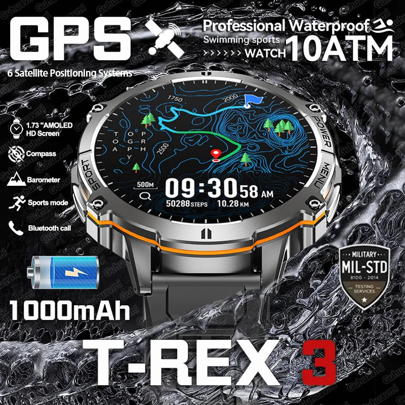T-Rex 3 Military Grade 1000mAh Battery Smart Watch 10ATM Waterproof