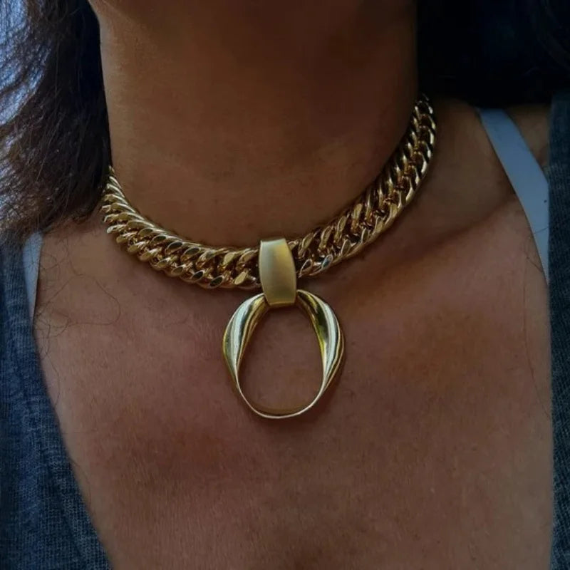 1pc Women's Chunky Gold Color Necklace Minimalist Everyday & Party