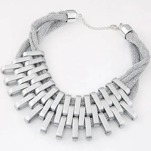 Bohemian Luxury Gold Color Net Chain Chunky Statement Necklace Women