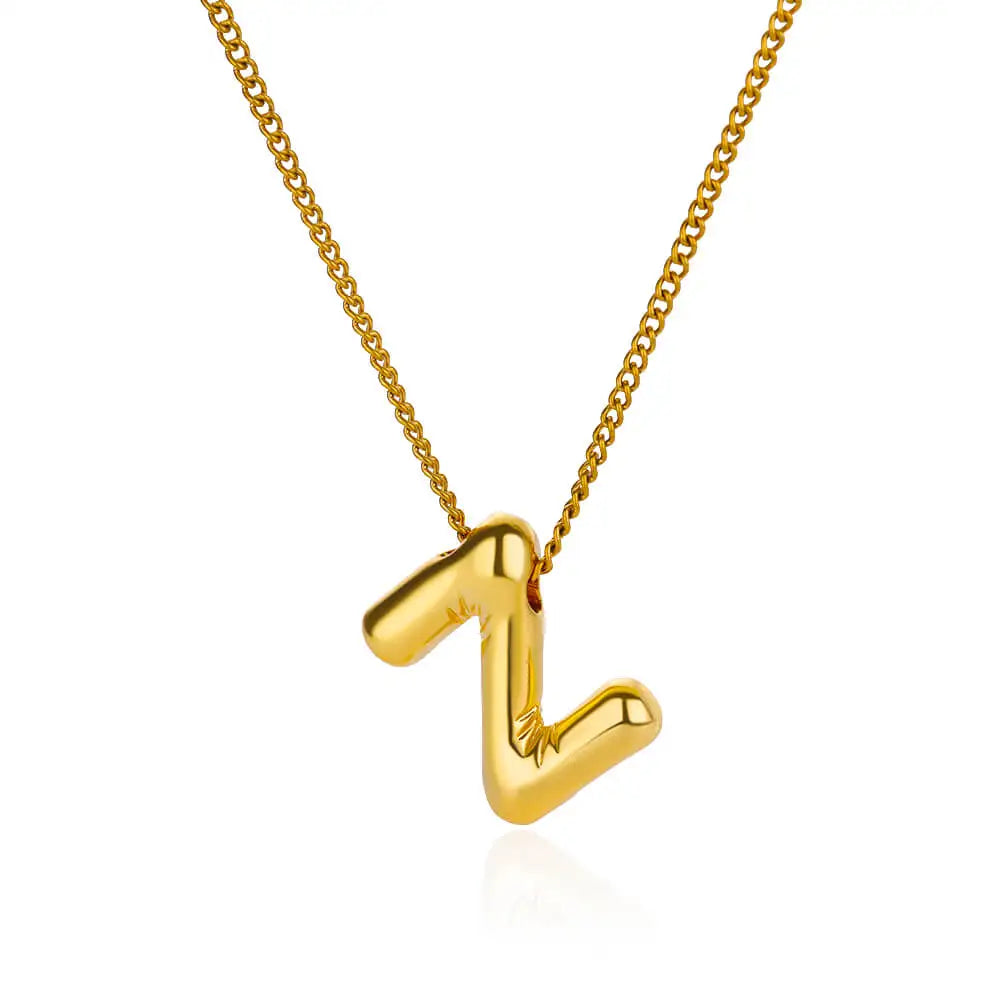 Chunky Initial Letter Pendant Necklaces For Women Gold Color
