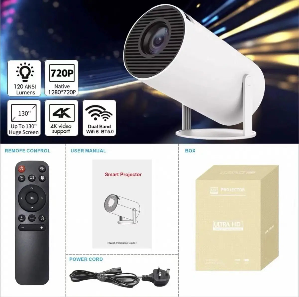 Hy300 Pro And FY300 new Projector 4K Wifi 1080P 1280*720P HD Home