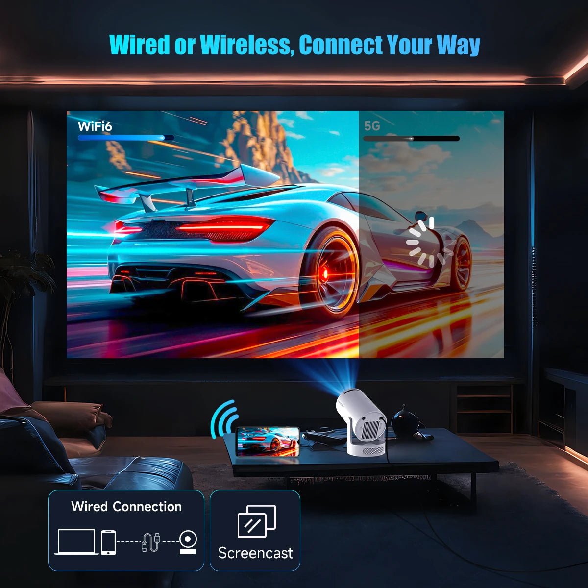 Magcubic HY300 Pro+ Android 11 Projector 8000 Lumens 4K 720P Portable