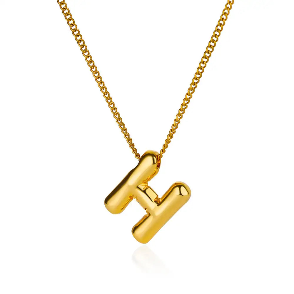 Chunky Initial Letter Pendant Necklaces For Women Gold Color