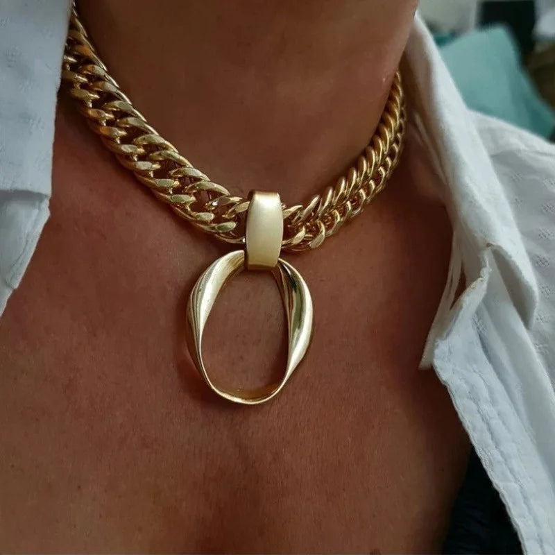 1pc Women's Chunky Gold Color Necklace Minimalist Everyday & Party