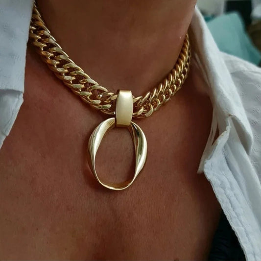1pc Women's Chunky Gold Color Necklace Minimalist Everyday & Party