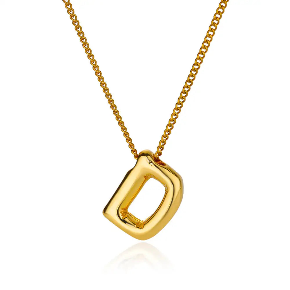 Chunky Initial Letter Pendant Necklaces For Women Gold Color