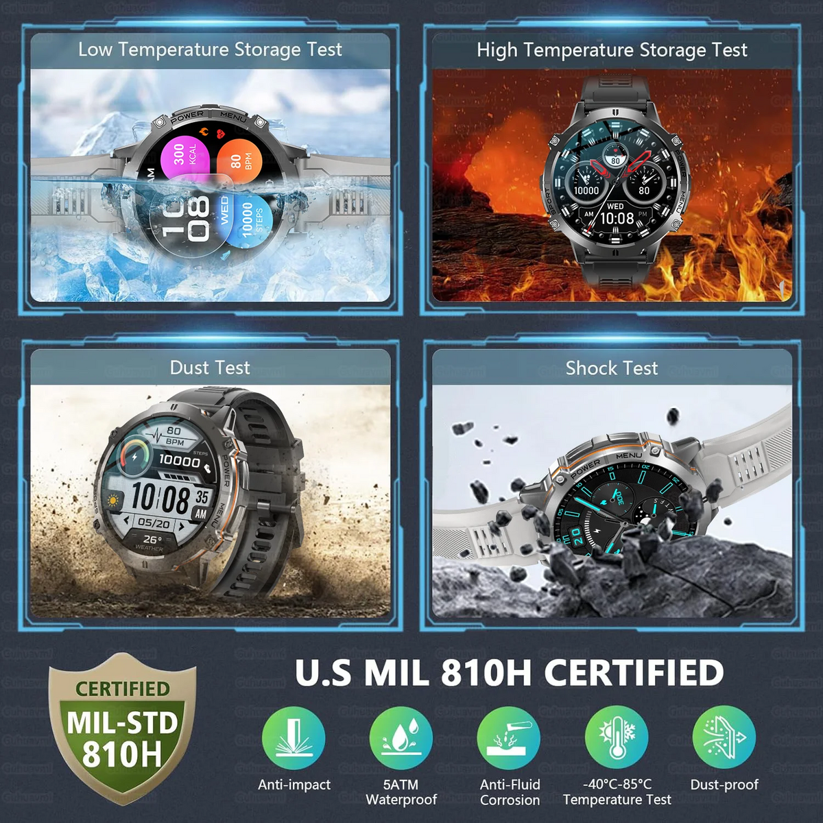T-Rex 3 Military Grade 1000mAh Battery Smart Watch 10ATM Waterproof