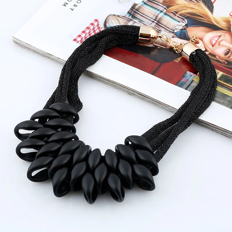 Bohemian Luxury Gold Color Net Chain Chunky Statement Necklace Women