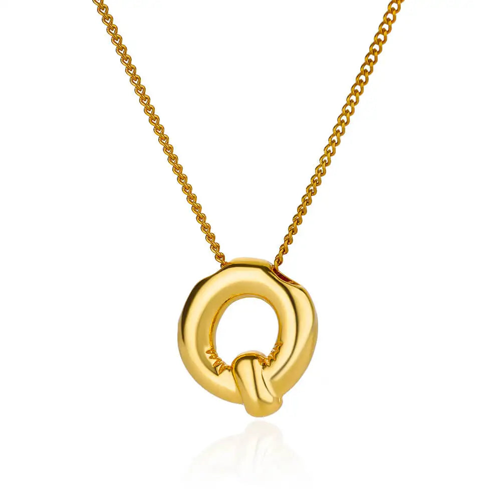 Chunky Initial Letter Pendant Necklaces For Women Gold Color
