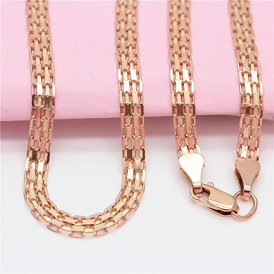 585 Purple Gold Wide Lace Chains Chunky Necklace Elegant Classic
