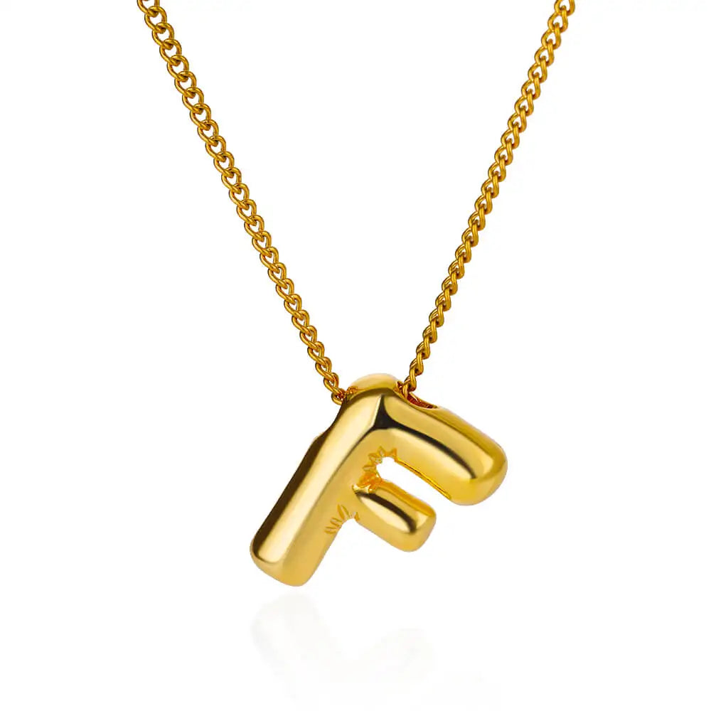 Chunky Initial Letter Pendant Necklaces For Women Gold Color