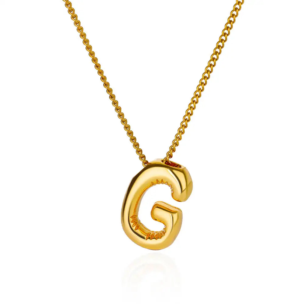 Chunky Initial Letter Pendant Necklaces For Women Gold Color