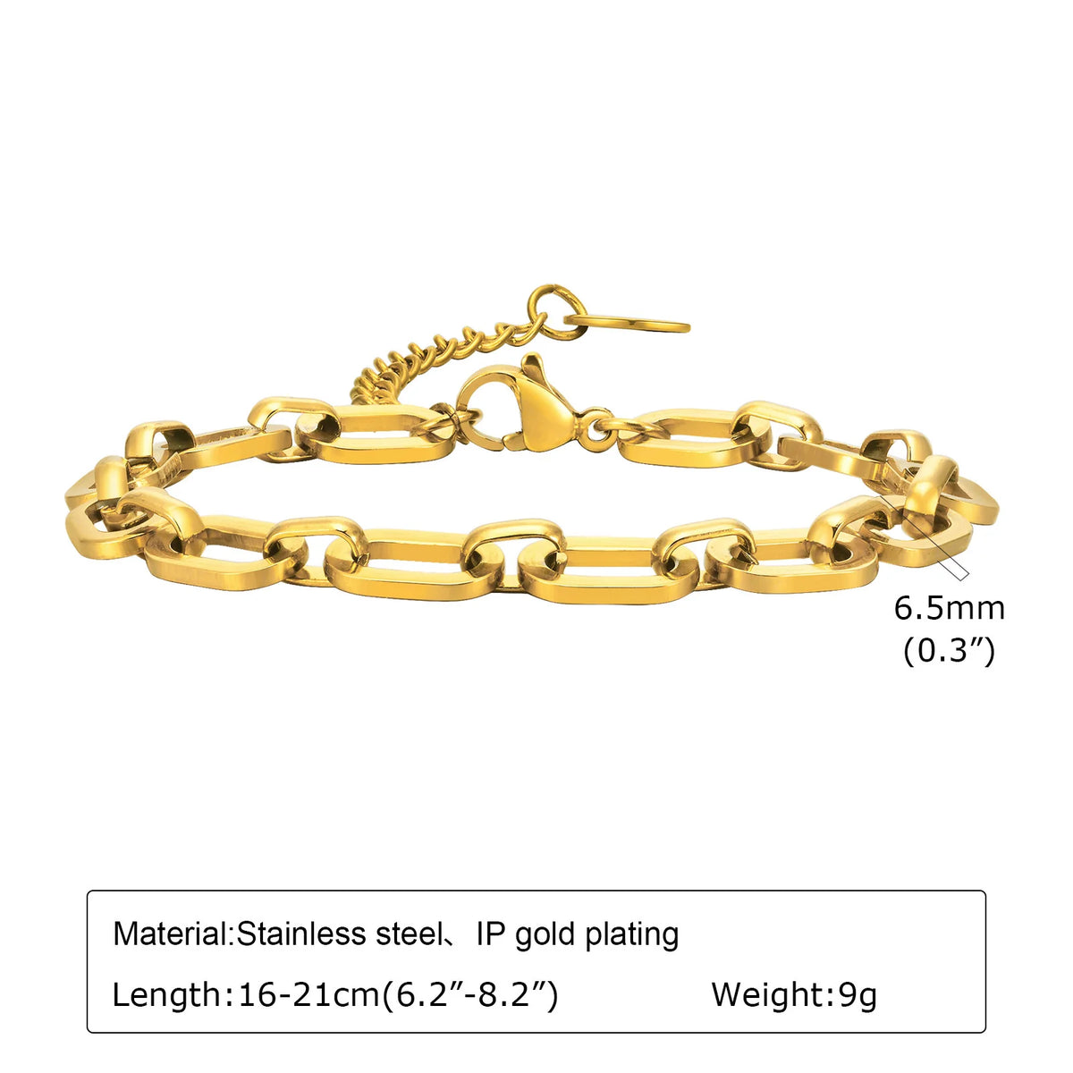 Chunky Gold Plated Link Necklace For Women, Stainless Steel Oval