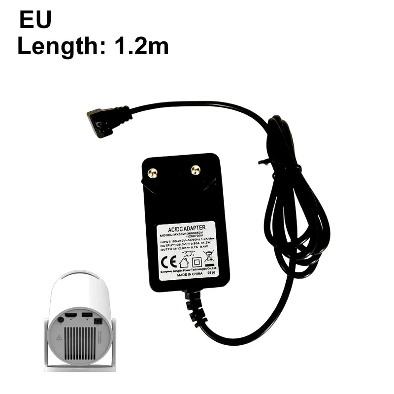 DITONG HY300pro+ projector 1.2/3m Original extended power adapter DC