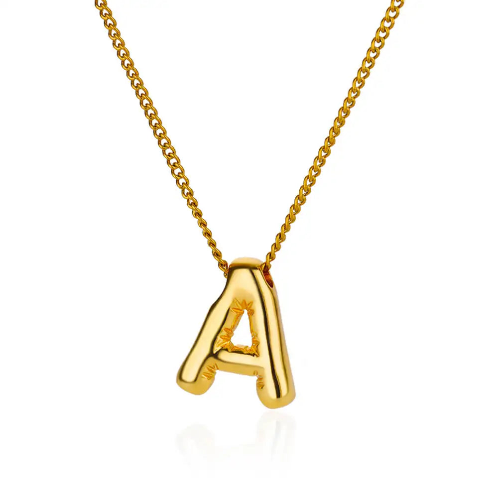 Chunky Initial Letter Pendant Necklaces For Women Gold Color