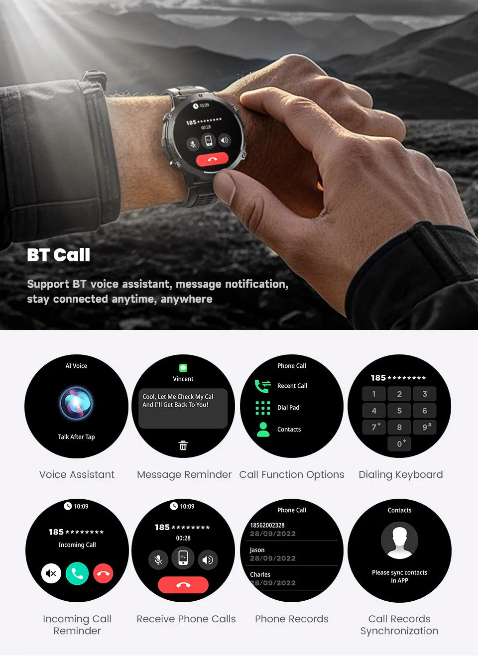 T-Rex 3 Military Grade 1000mAh Battery Smart Watch 10ATM Waterproof