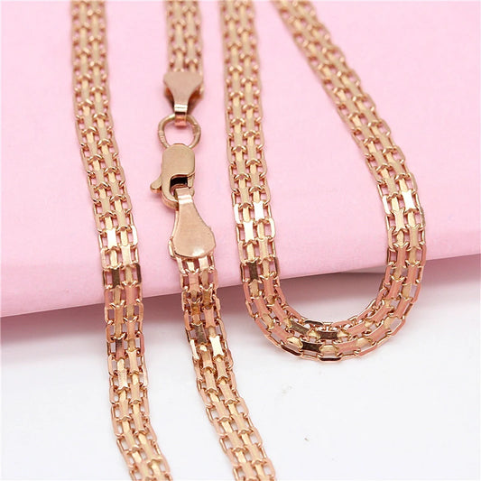 585 Purple Gold Wide Lace Chains Chunky Necklace Elegant Classic