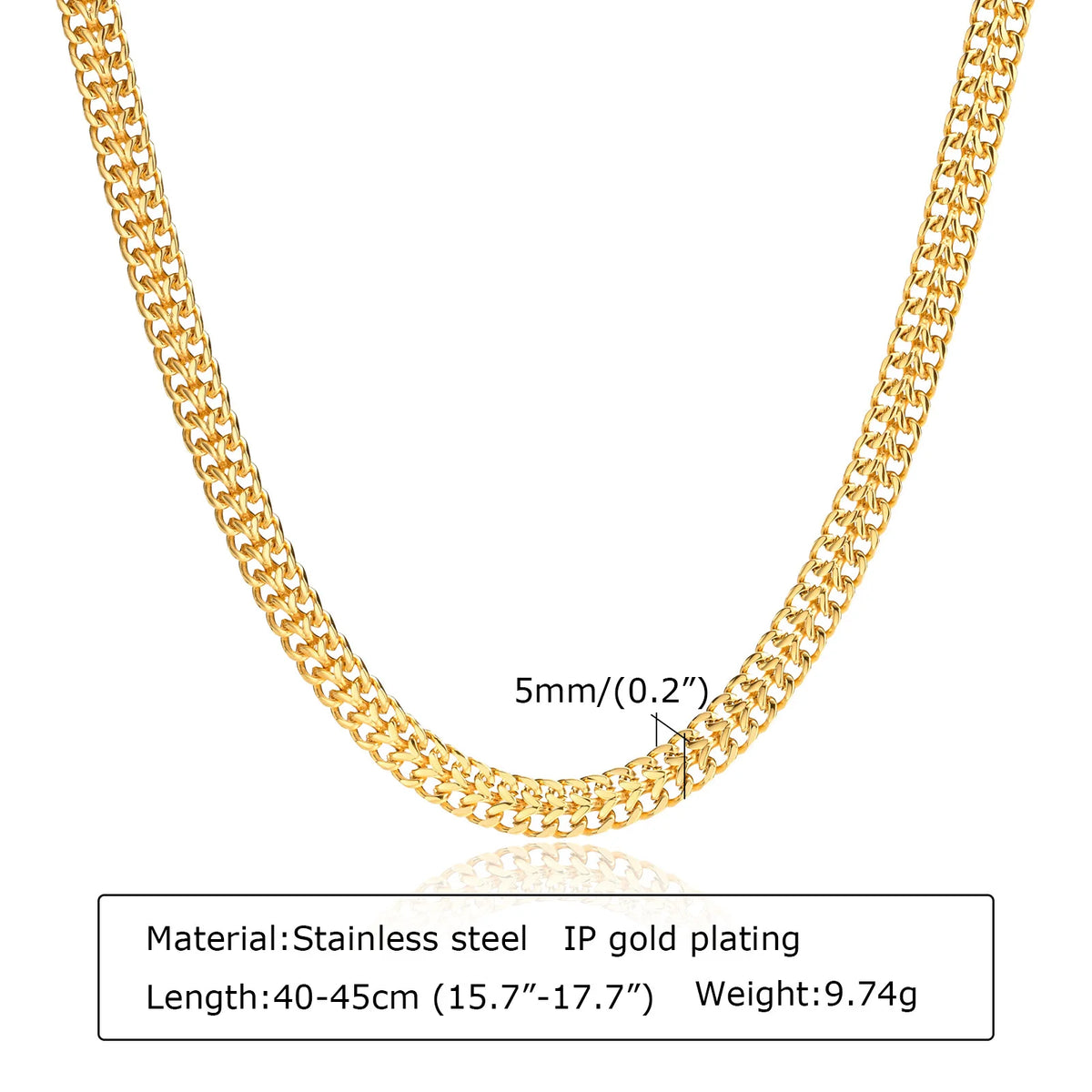 Chunky Gold Plated Link Necklace For Women, Stainless Steel Oval
