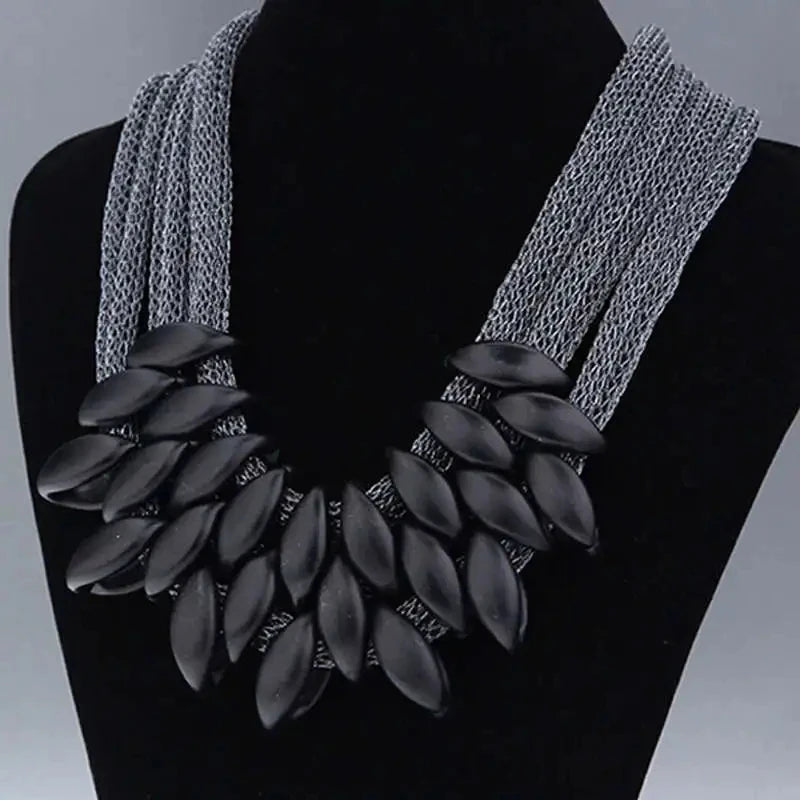 Bohemian Luxury Gold Color Net Chain Chunky Statement Necklace Women