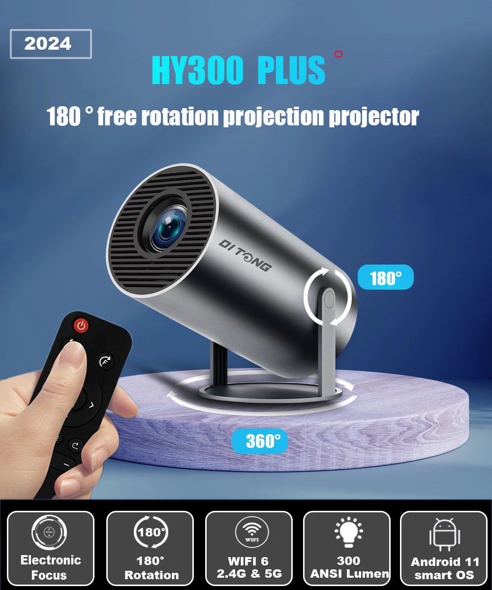 DITONG HY300 Plus Projector Android 4K 1280*720P Video Cinema Outdoor