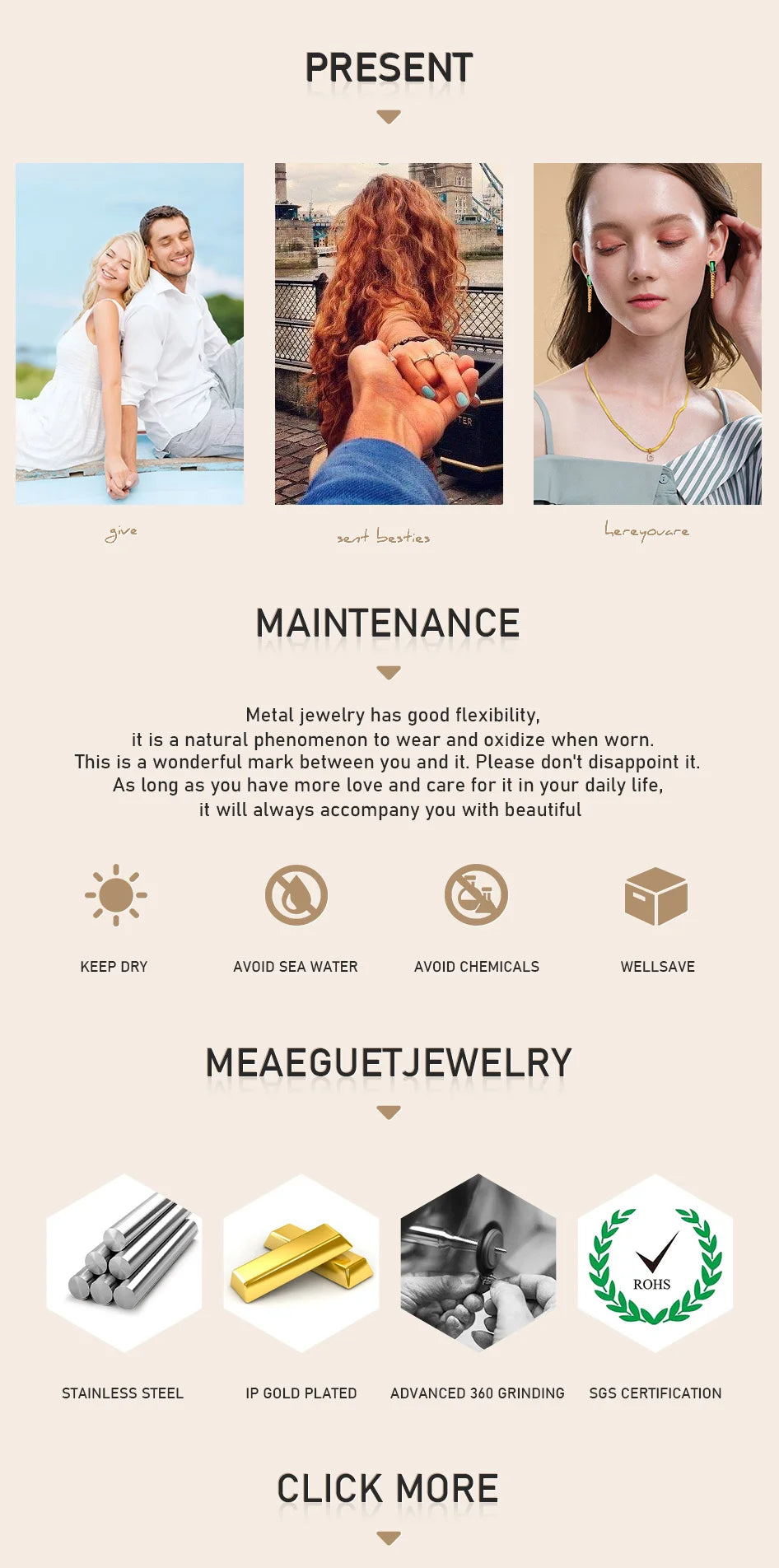 Chunky Gold Plated Link Necklace For Women, Stainless Steel Oval