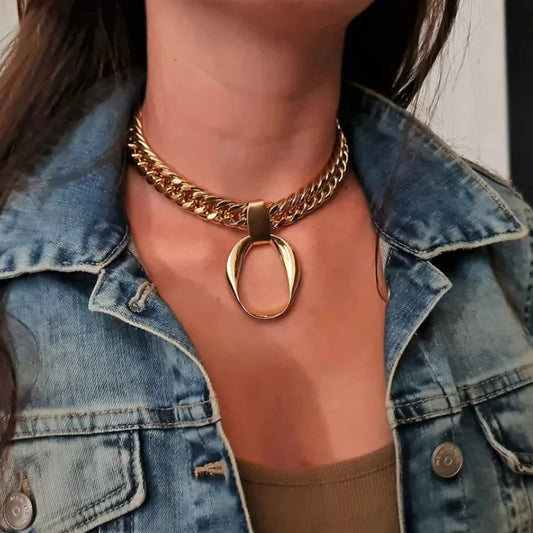 1pc Women's Chunky Gold Color Necklace Minimalist Everyday & Party