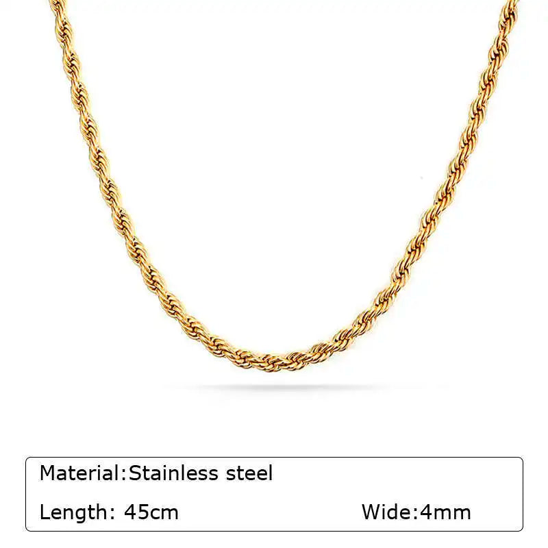 Chunky Gold Plated Link Necklace For Women, Stainless Steel Oval