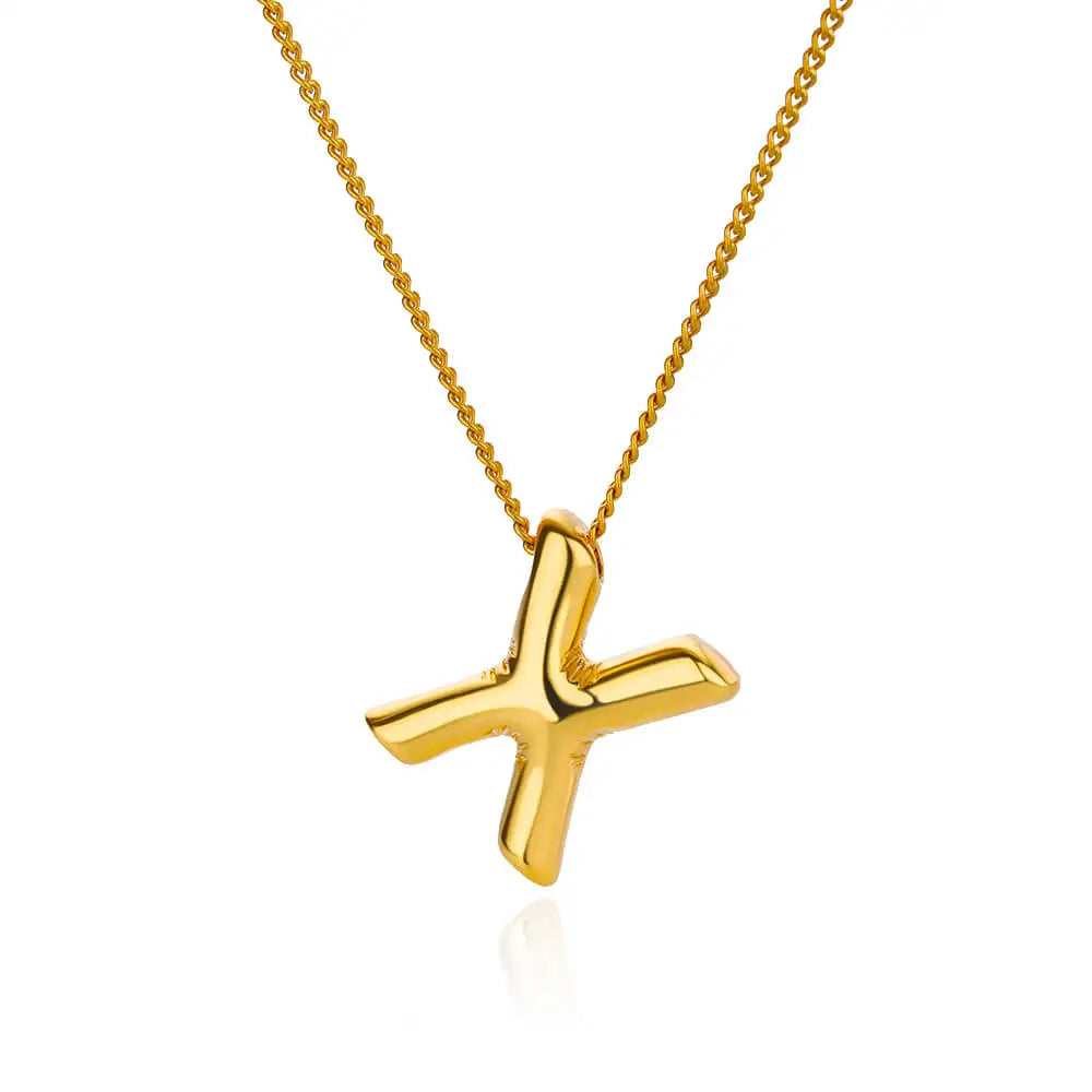 Chunky Initial Letter Pendant Necklaces For Women Gold Color