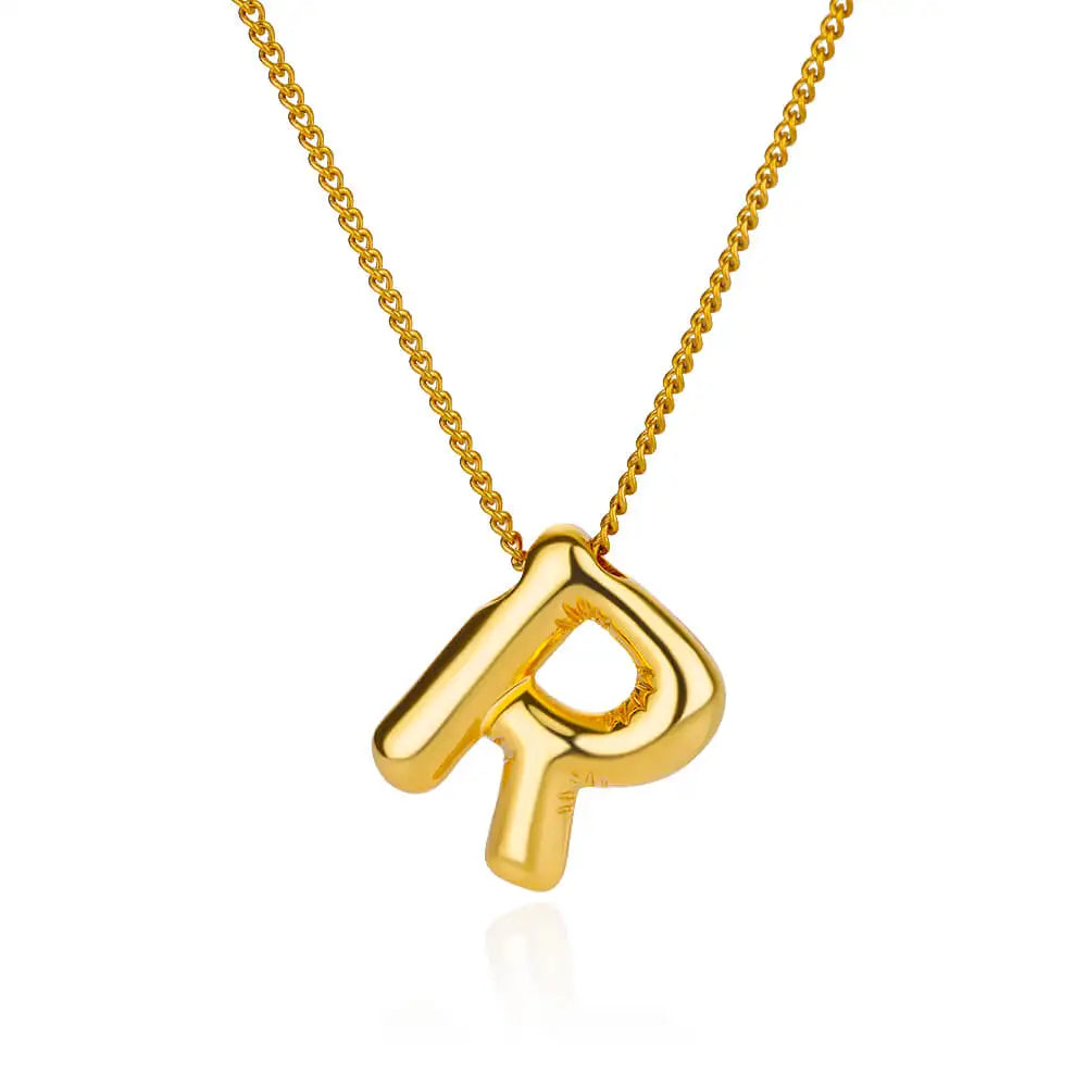 Chunky Initial Letter Pendant Necklaces For Women Gold Color