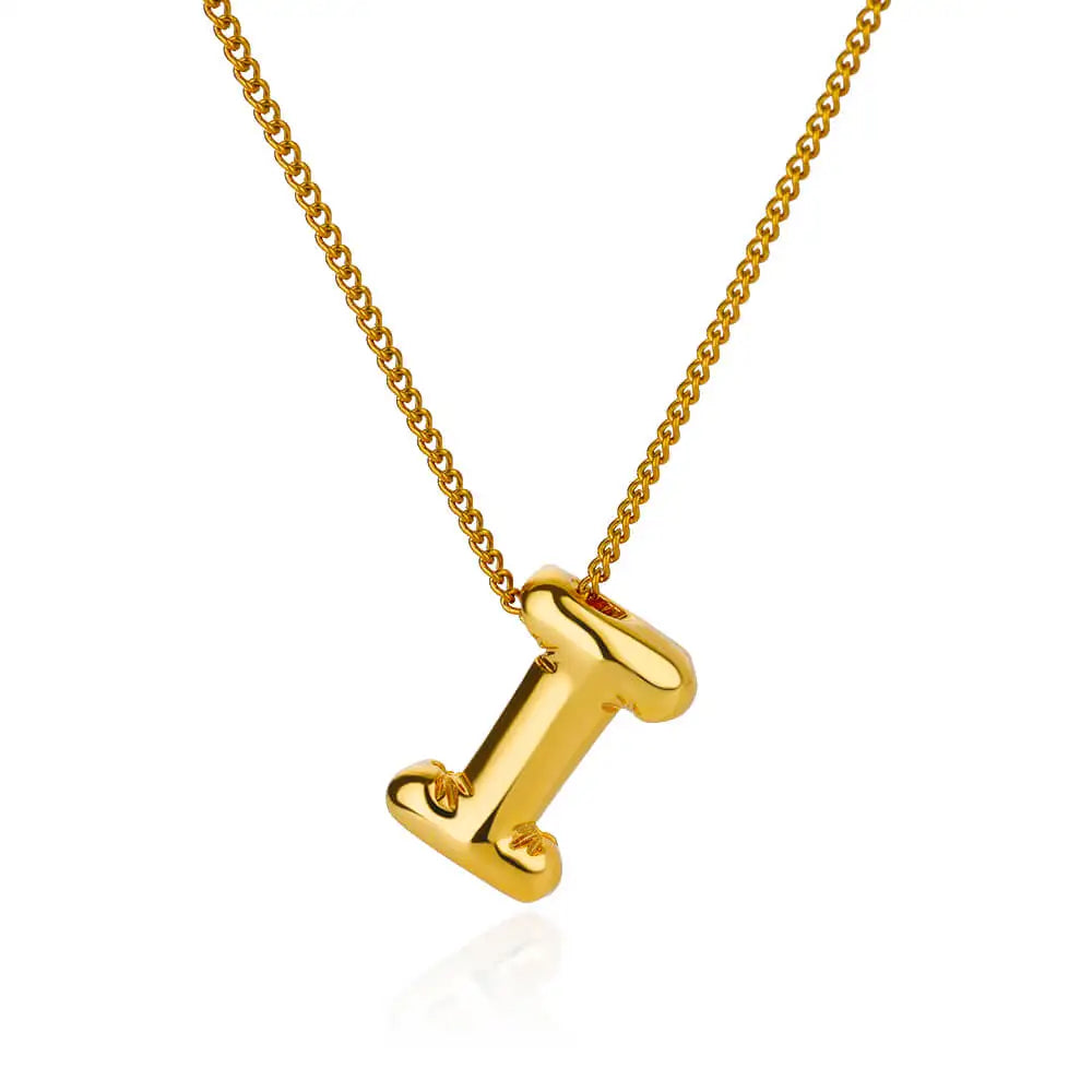 Chunky Initial Letter Pendant Necklaces For Women Gold Color